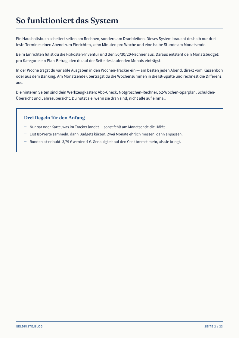 Das Haushaltsbuch-System – Vorschau Seite 2